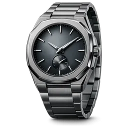 Octave 41: horloge met stalen kast, geïntegreerde stalen band en donkergrijze wijzerplaat.